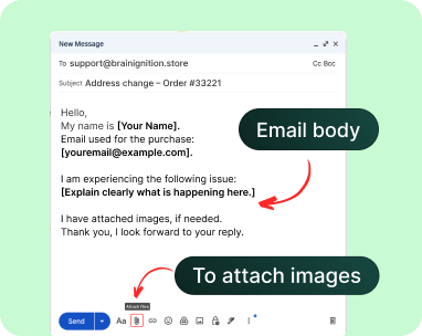 Screenshot showing email body